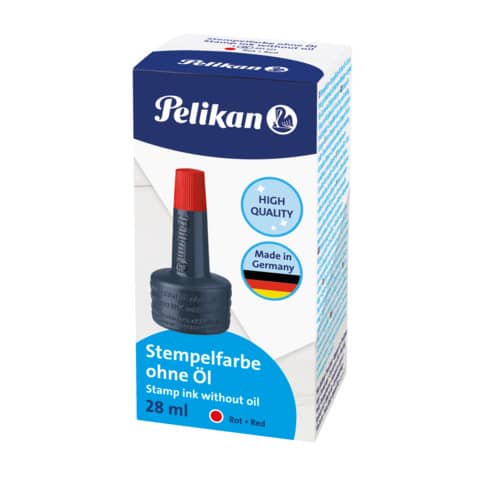 Inchiostro per timbri senza olio Pelikan flacone 28 ml rosso 351221